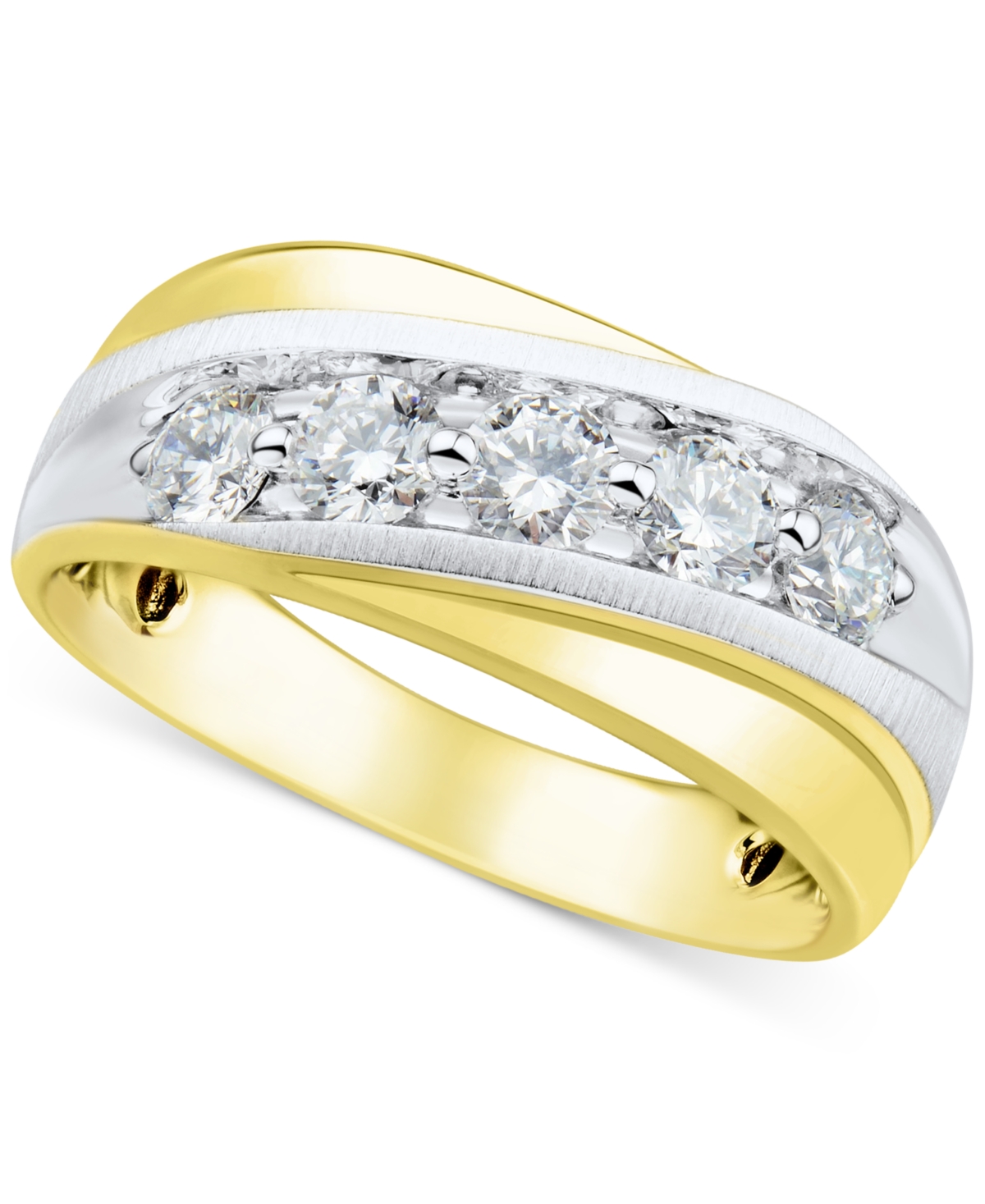 Grown With Love Men's Lab Grown Diamond Diagonal Band (1 ct. t.w.) in 10k Gold
