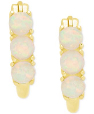 Lab-grown Opal Huggie Hoop Earrings (7/8 ct. t.w.)