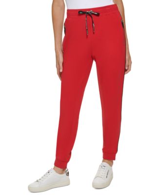 KARL LAGERFELD PARIS - Women's Logo-Tape Pull-On Drawstring Jogging Pants