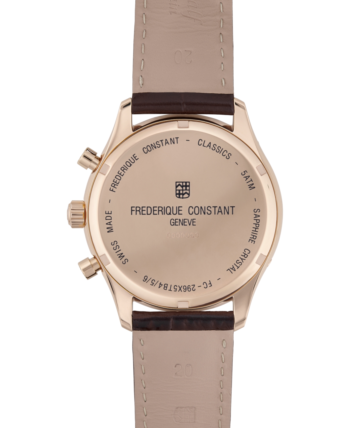 Frederique Constant Men's Swiss Chronograph Brown Leather Strap Watch 40mm In Black