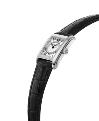 Women's Swiss Classic Carree Diamond (1/20 ct. t.w.) Black Leather Strap Watch 23mm