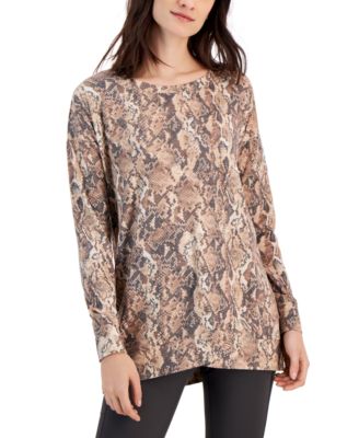 ID Ideology - Women's Snake-Embossed Tulip-Hem Sweatshirt
