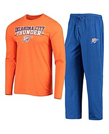 Men's Blue, Orange Oklahoma City Thunder Long Sleeve T-Shirt & Pants Sleep Set