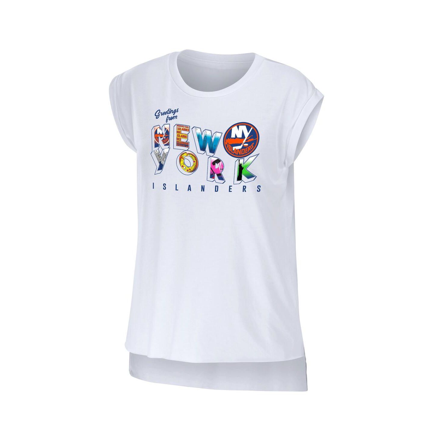 Женская футболка WEAR by Erin Andrews White New York Islanders Greetings From Muscle — фото 3