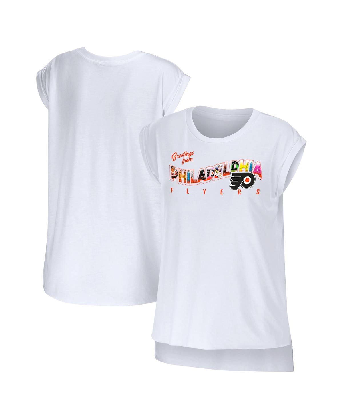 Wear By Erin Andrews Women's  White Philadelphia Flyers Greetings From Muscle T-shirt
