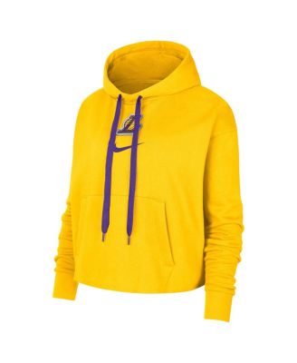Women's Gold Los Angeles Lakers Courtside Cropped Pullover Hoodie