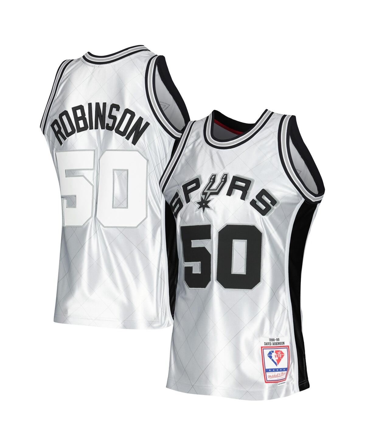 Men's Mitchell & Ness David RobinsonSan Antonio Spurs 1998-99 Hardwood Classics 75th Anniversary Swingman Jersey - Platinum