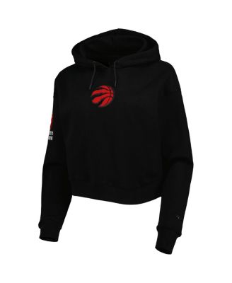 Women's Black Toronto Raptors Classic Fleece Cropped Pullover Hoodie