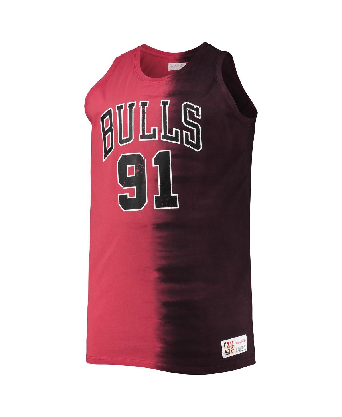 Men's Mitchell & Ness Dennis Rodman Red Chicago Bulls Big and Tall Profile Tie-Dye Player Tank Top - Red