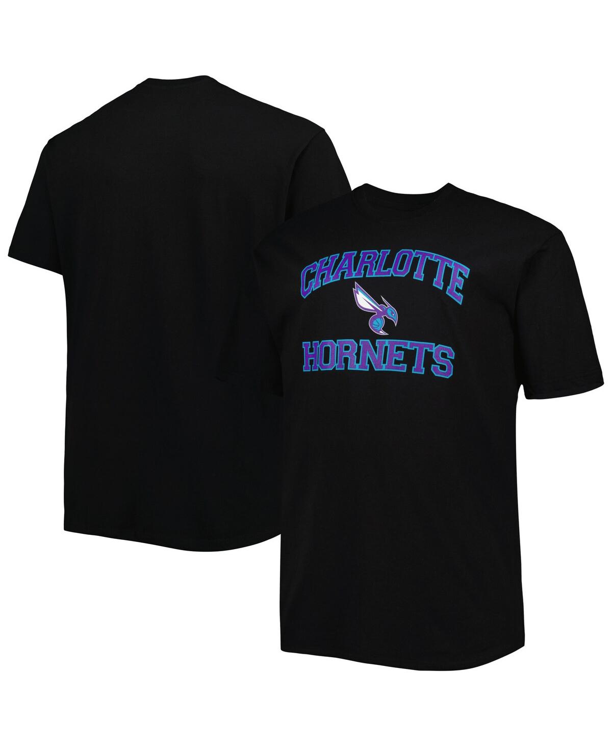 Profile Men's Black Charlotte Hornets Big And Tall Heart And Soul T-shirt