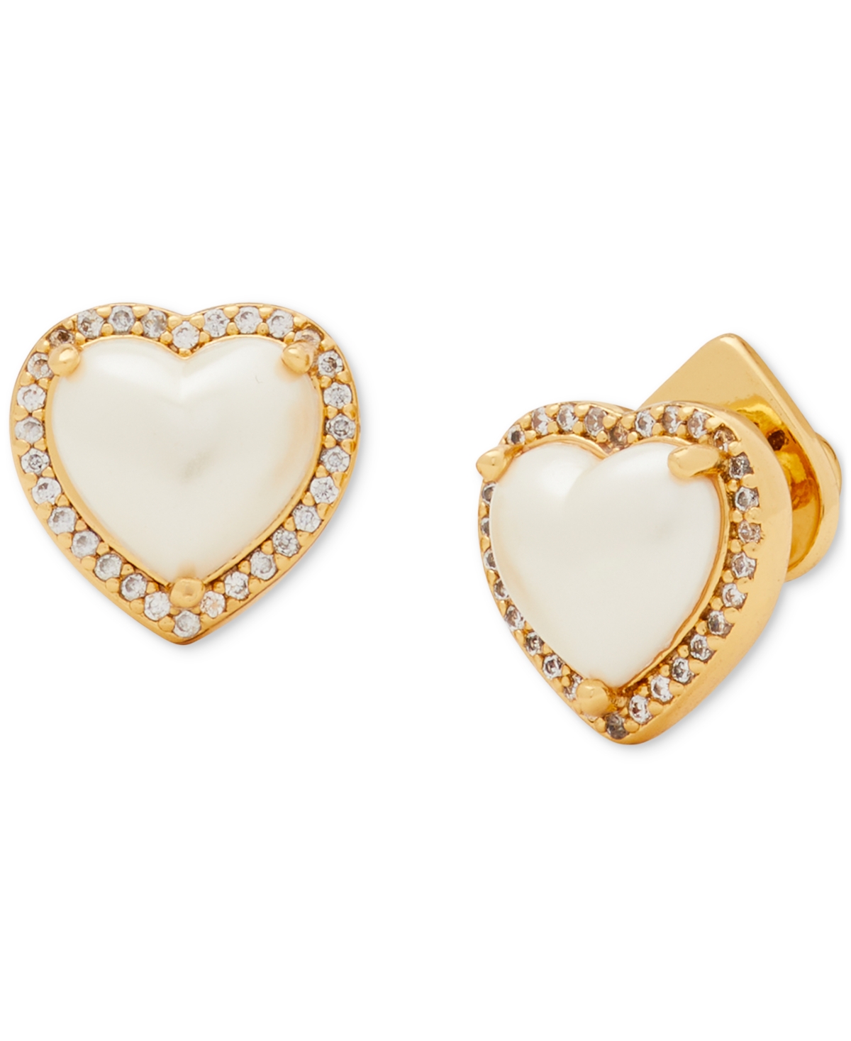 Kate Spade Cubic Zirconia Heart Halo Stud Earrings In Cream,gold