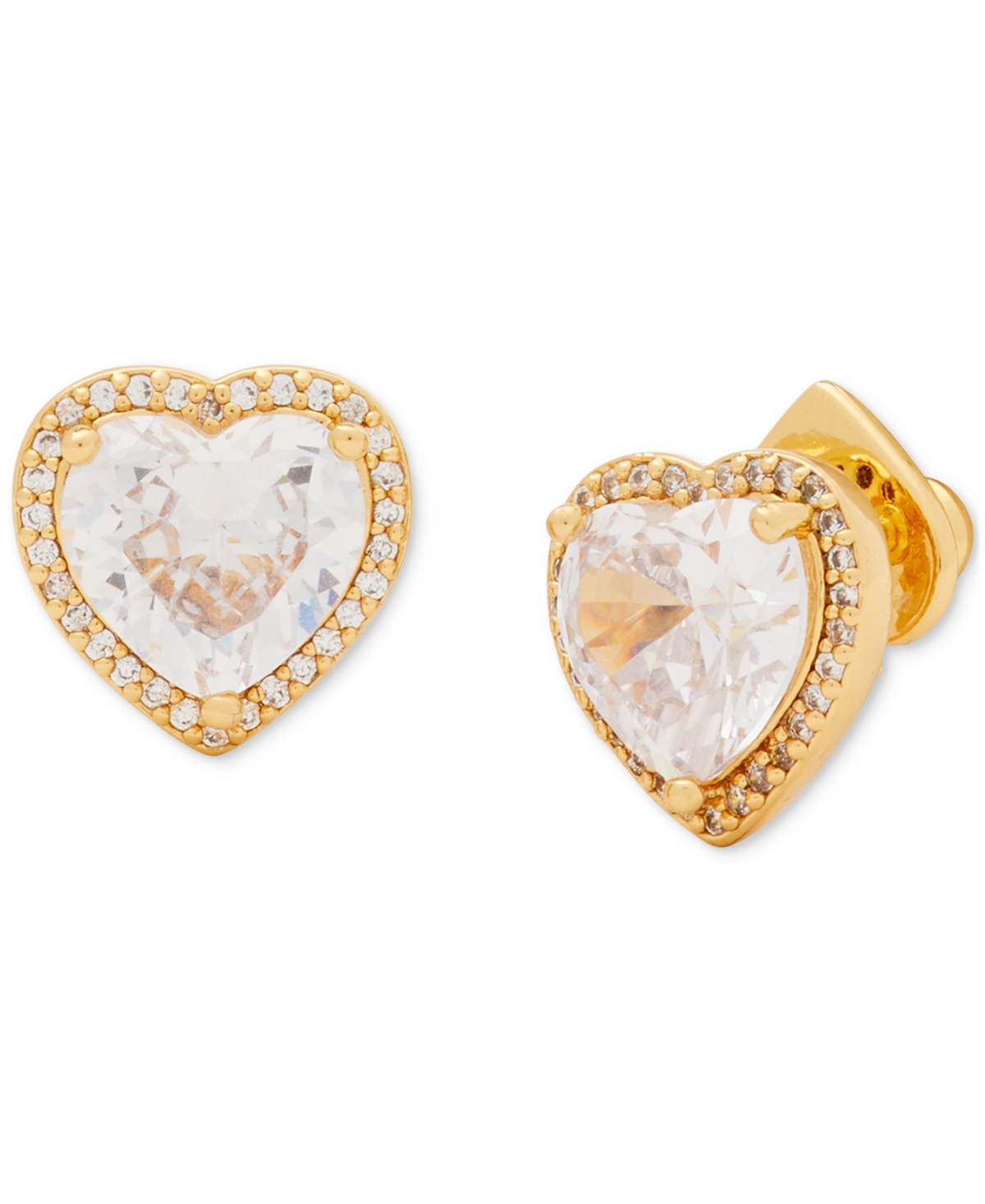 Kate Spade Cubic Zirconia Heart Halo Stud Earrings In Clear,gold.