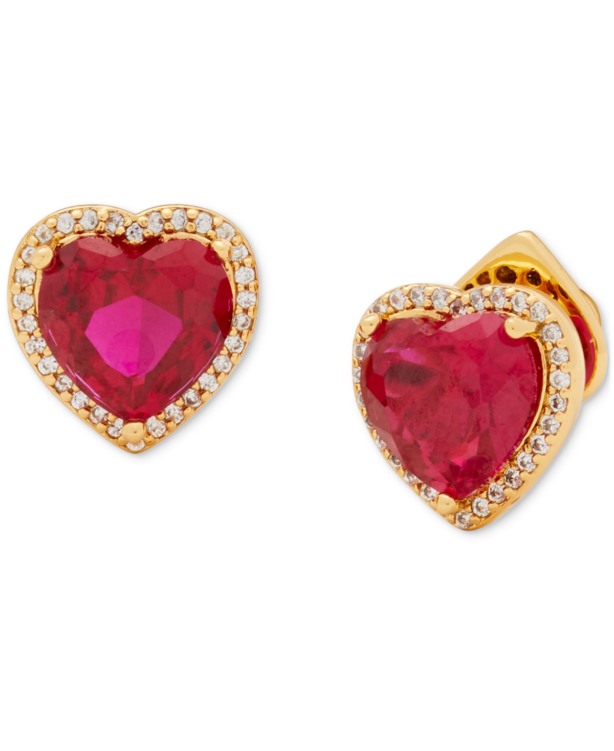 Kate Spade Cubic Zirconia Heart Halo Stud Earrings In Ruby,gold