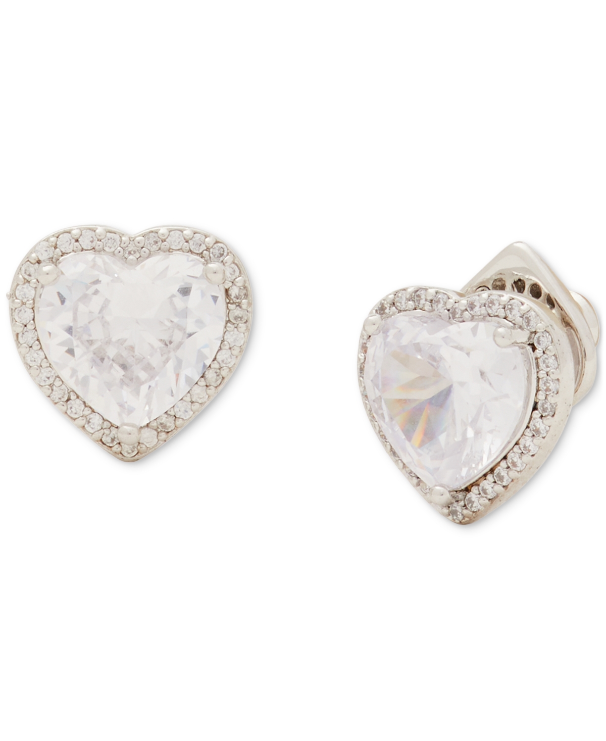 Kate Spade Cubic Zirconia Heart Halo Stud Earrings In Clear,silver.