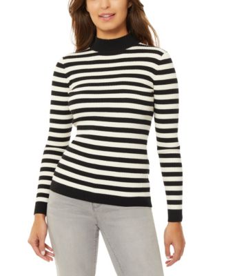 Jones New York Women s Striped Mock Neck Sweater Macy s