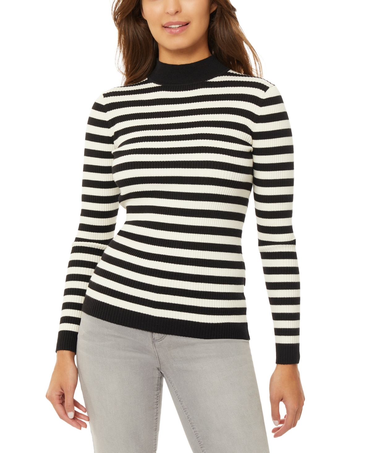 Jones New York Women's Striped Mock Neck Sweater