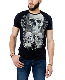 Men's Three Skulls Rhinestone T-shirt