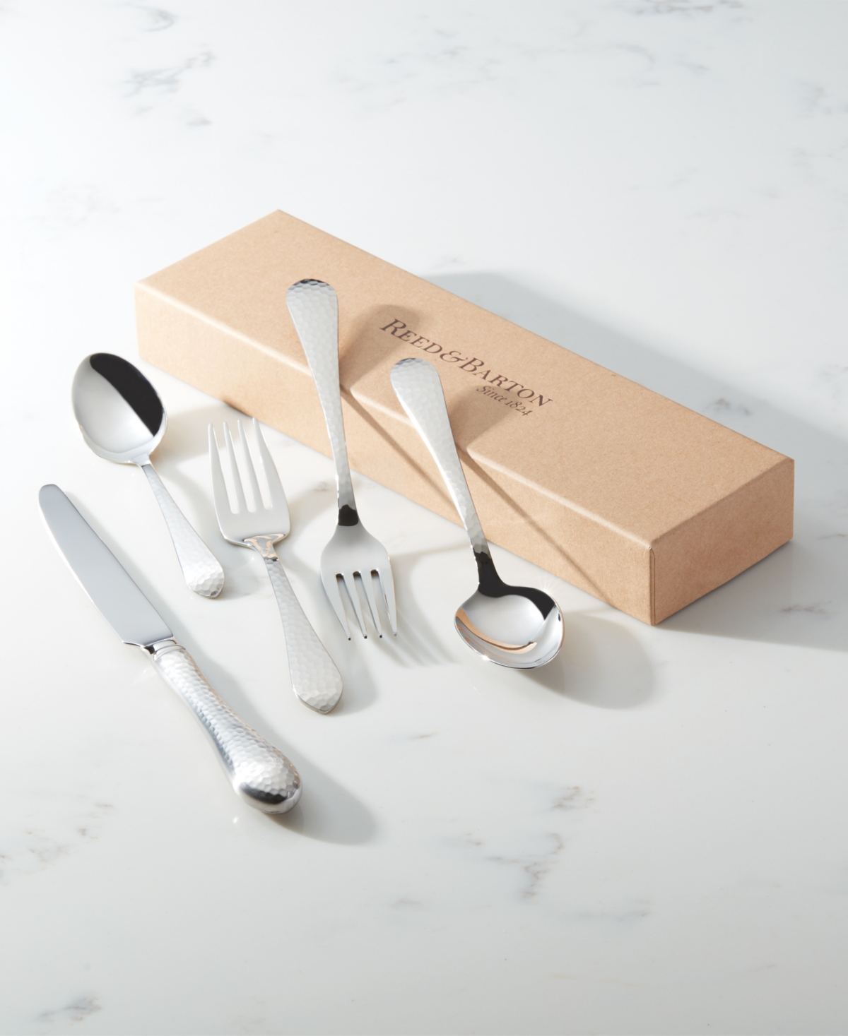 Reed and Barton Hammered Antique Like Pieces Flatware Place Setting - Stainless