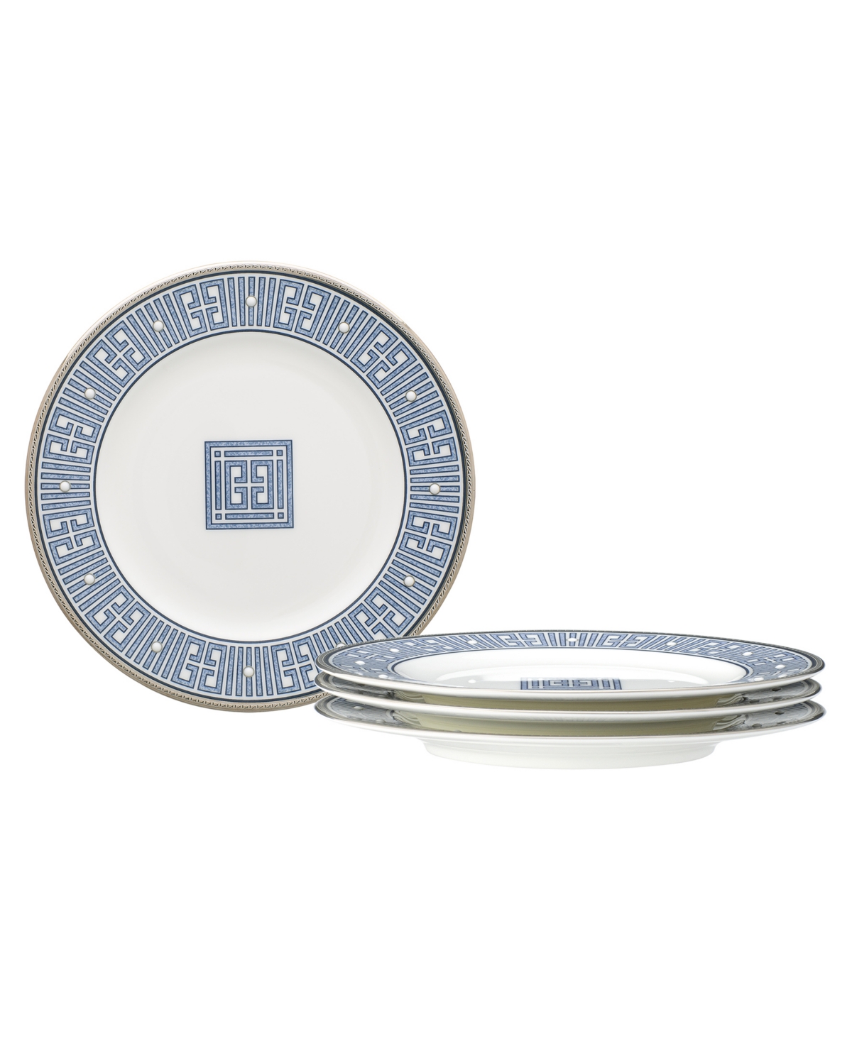 NORITAKE INFINITY BLUE 4 PIECE BREAD BUTTER/APPETIZER PLATE SET, SERVICE FOR 4 
