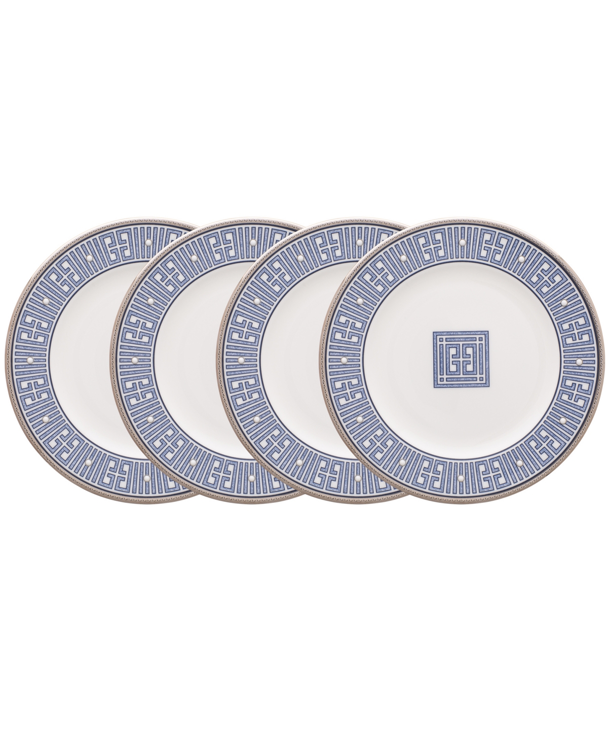 NORITAKE INFINITY BLUE 4 PIECE BREAD BUTTER/APPETIZER PLATE SET, SERVICE FOR 4 