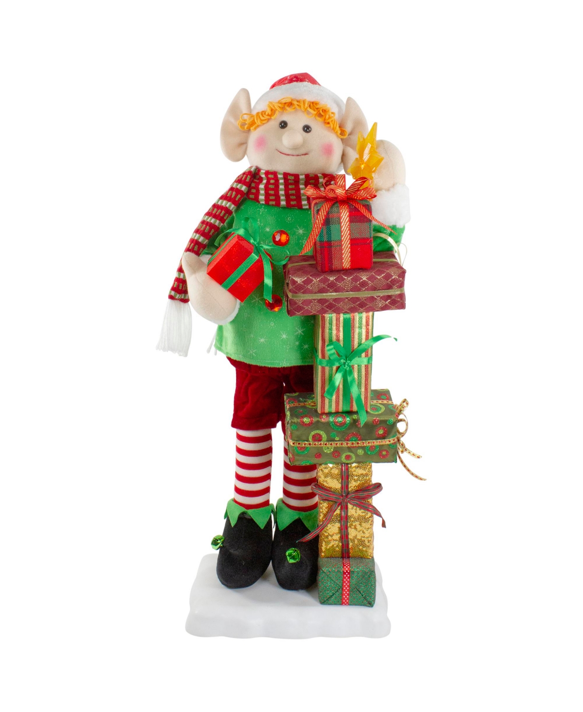 Northlight Santa's Little Animated Elf With Lighted Star Musical Christmas Figure, 30" In Red