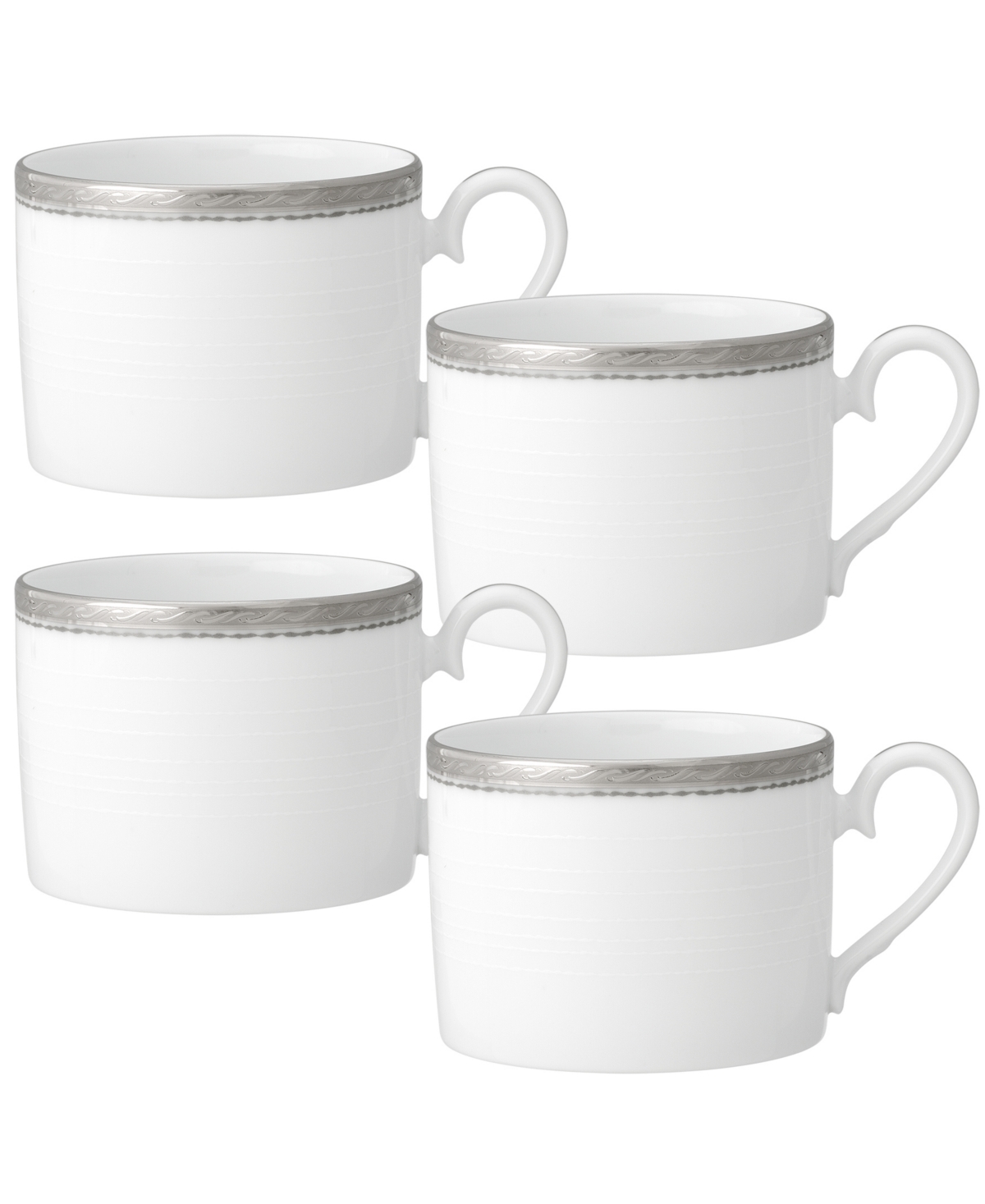 Noritake Whiteridge Platinum Set Of 4 Cups, 8-1/2 Oz. In White And Platinum