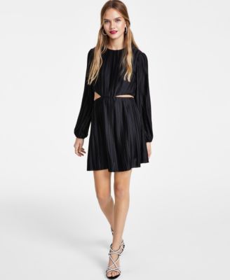 LEYDEN - Women's Pleated Cutout Long-Sleeve Minidress