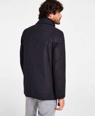 Men's Wool Blend Peacoat with Bib Coat