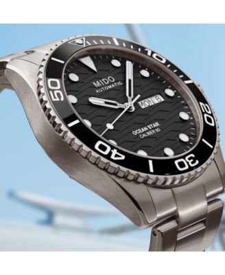 Men's Swiss Automatic Ocean Star Silver-Tone Titanium Bracelet Watch 43mm