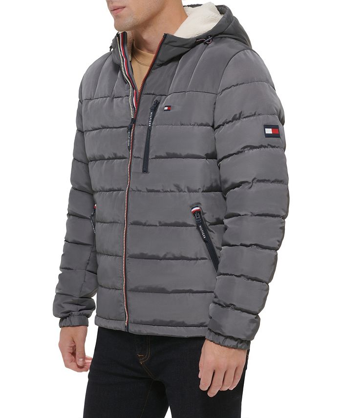 Tommy Hilfiger Men's Sherpa Lined Hooded Quilted Puffer Jacket