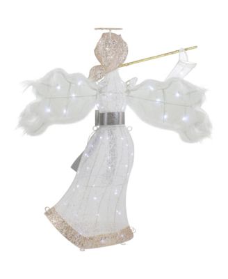 Led Lighted Lace Angel With Flute Outdoor Christmas Decoration, 36"