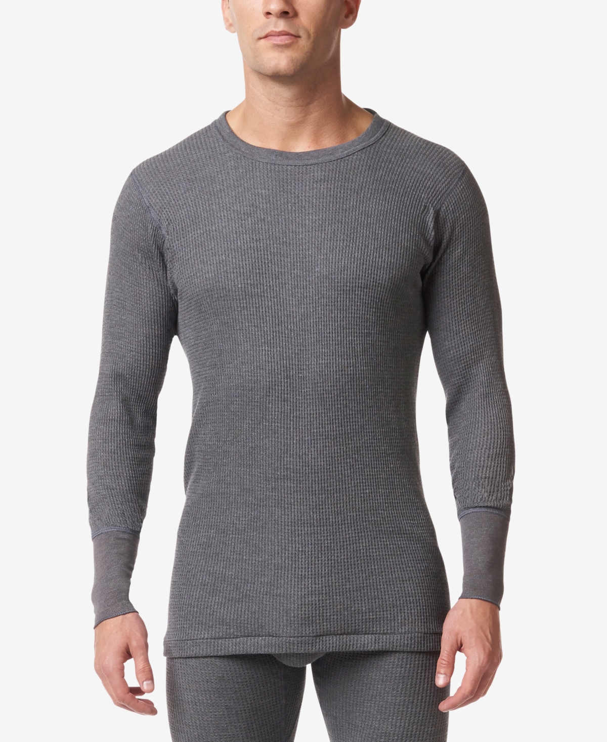 Men's Waffle Knit Thermal Long Undershirt - Charcoal Mix