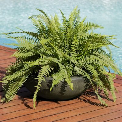 Weather-Resistant Polyresin Double-Walled Percival Outdoor Flower Pot Planter, 20.75"