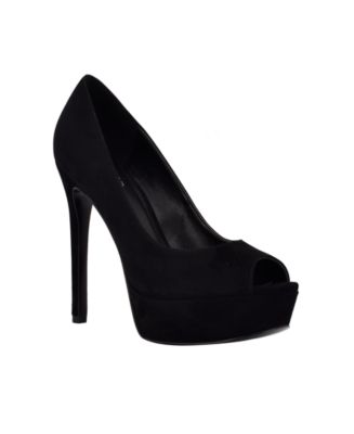 GUESS Women's Cacei Peep Toe Platform Pump Black Size 7.5 M