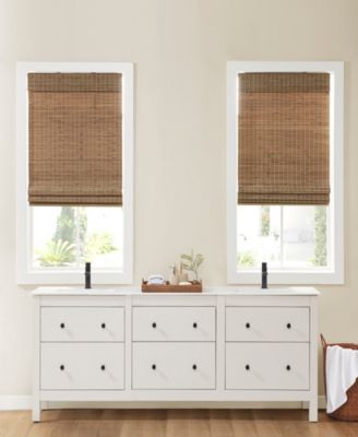 Bamboo Light Filtering Roman Shade, Single Panel for Bedroom, light filtering 100% Natural bamboo window Roman Shades for Living Room, Width 29 length 64 inches, Cordless Lift/Pull Teak Window Panel