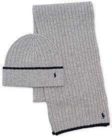 Men's Classic Ribbed Hat and Scarf Set 