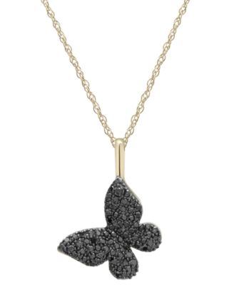 Diamond Butterfly Pendant Necklace (1/6 ct. t.w.) in 14k Gold (Also Available in Black Diamond)