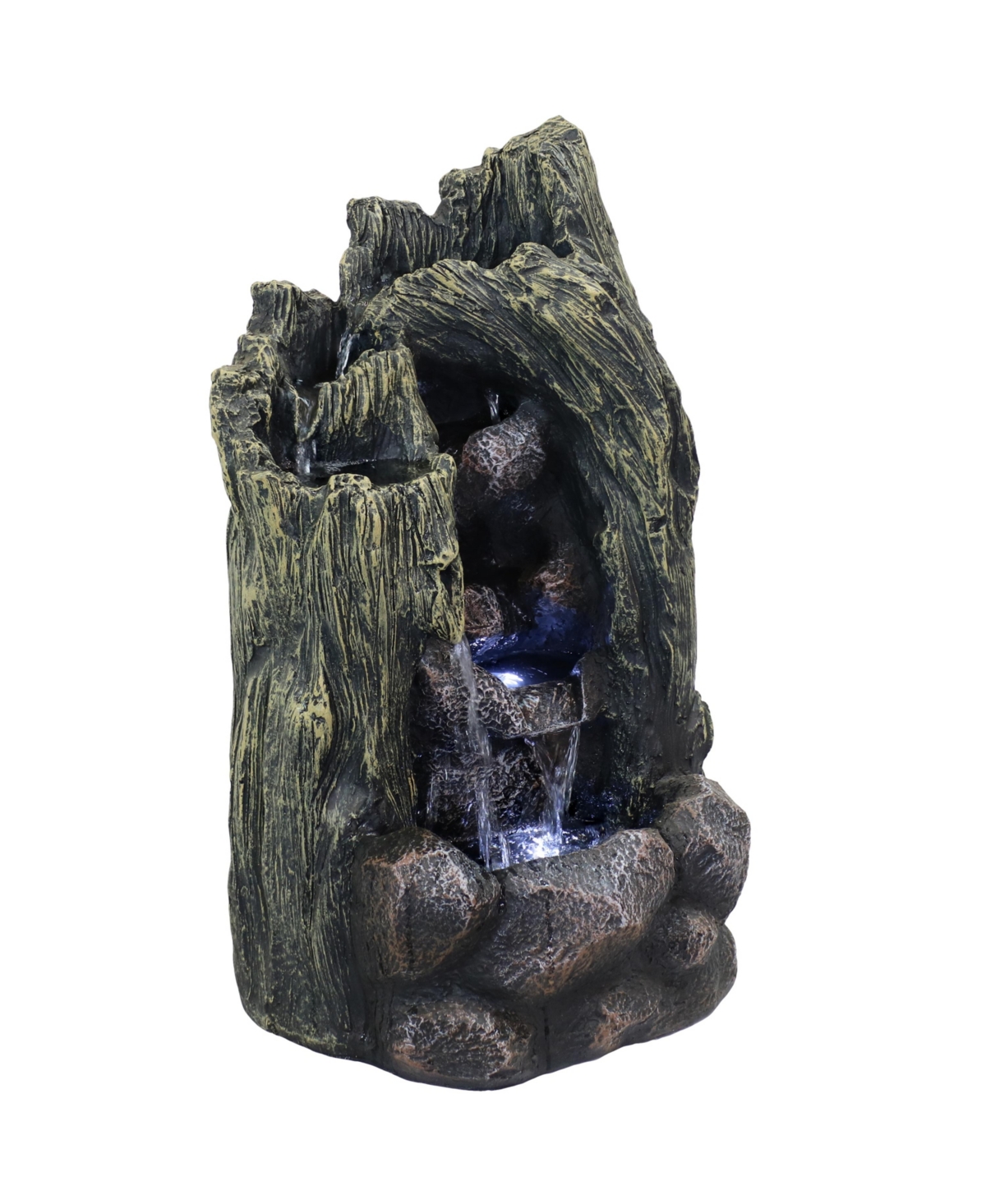 Cavern of Mystery Waterfall Fountain with Led Lights - 28 in - Light brown