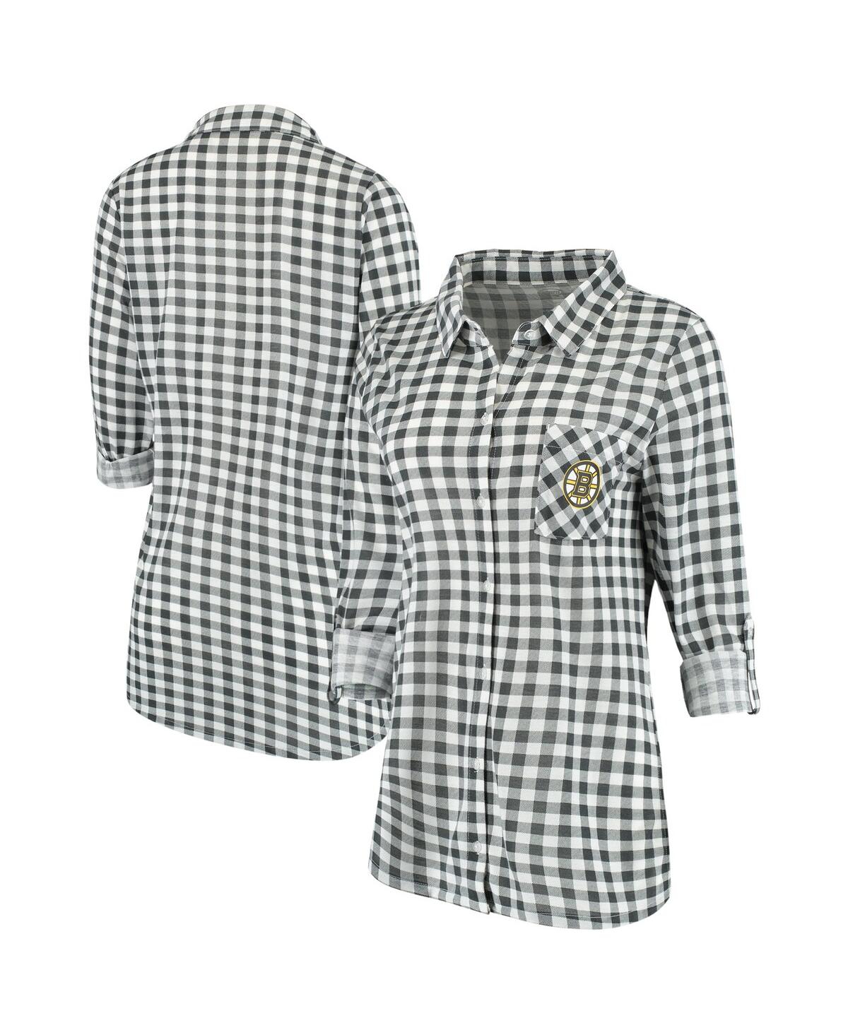 UPC 638783004535 product image for Women's Concepts Sport Charcoal and White Boston Bruins Wanderer Plaid Nightshir | upcitemdb.com