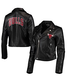Women's Black Chicago Bulls Moto Full-Zip Jacket