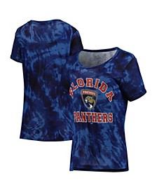 Women's Threads Navy Florida Panthers Boyfriend Tie-Dye Tri-Blend T-shirt