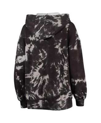 Women's Threads Black Brooklyn Nets Burble Tie-Dye Tri-Blend Pullover Hoodie