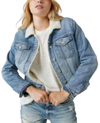 Lucky Brand Women's Fleece-Lined Denim Trucker Jacket - Macy's