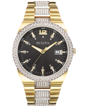 UPC 042429517219 product image for Bulova Men's Crystal Accent Gold-Tone Stainless Steel Bracelet Watch 43mm 98B235 | upcitemdb.com