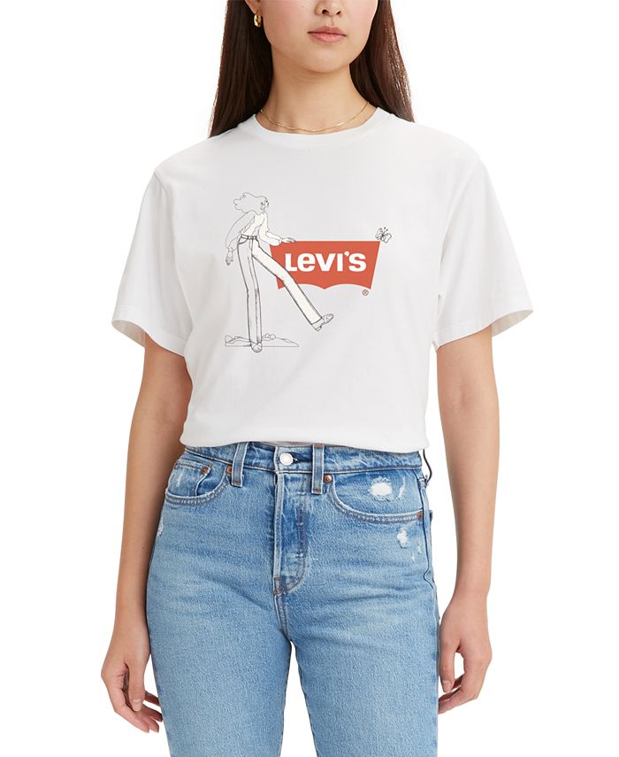 Levi's Women's Cotton Crew-Neck Graphic Jet T-Shirt & Reviews - Tops -  Juniors - Macy's