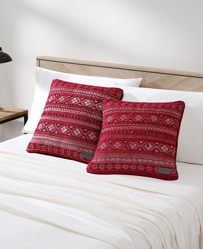 Eddie Bauer Classic Fair Isle Sherpa 2 Piece Pillow Cover Set, 20" X 20