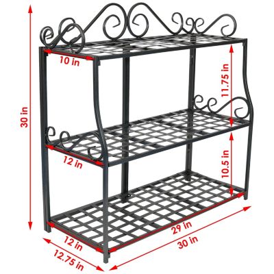 3-Tier Metal Iron Plant Stand with Scroll Design