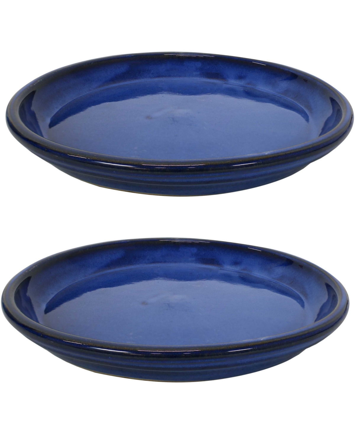 Sunnydaze Decor Glazed Ceramic Flower Pot/Plant Saucer - Blue - Set of 2