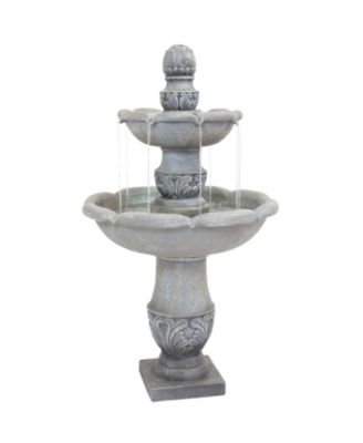 50-Inch 2-Tier French Garden Outdoor Water Fountain - Glass Fiber Reinforced Concrete Construction - Dusty Gray