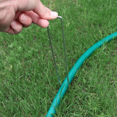 Outdoor Lawn and Garden Galvanized Steel Staple Stakes for Landscape Fabric, Fences, and Sod - 12"